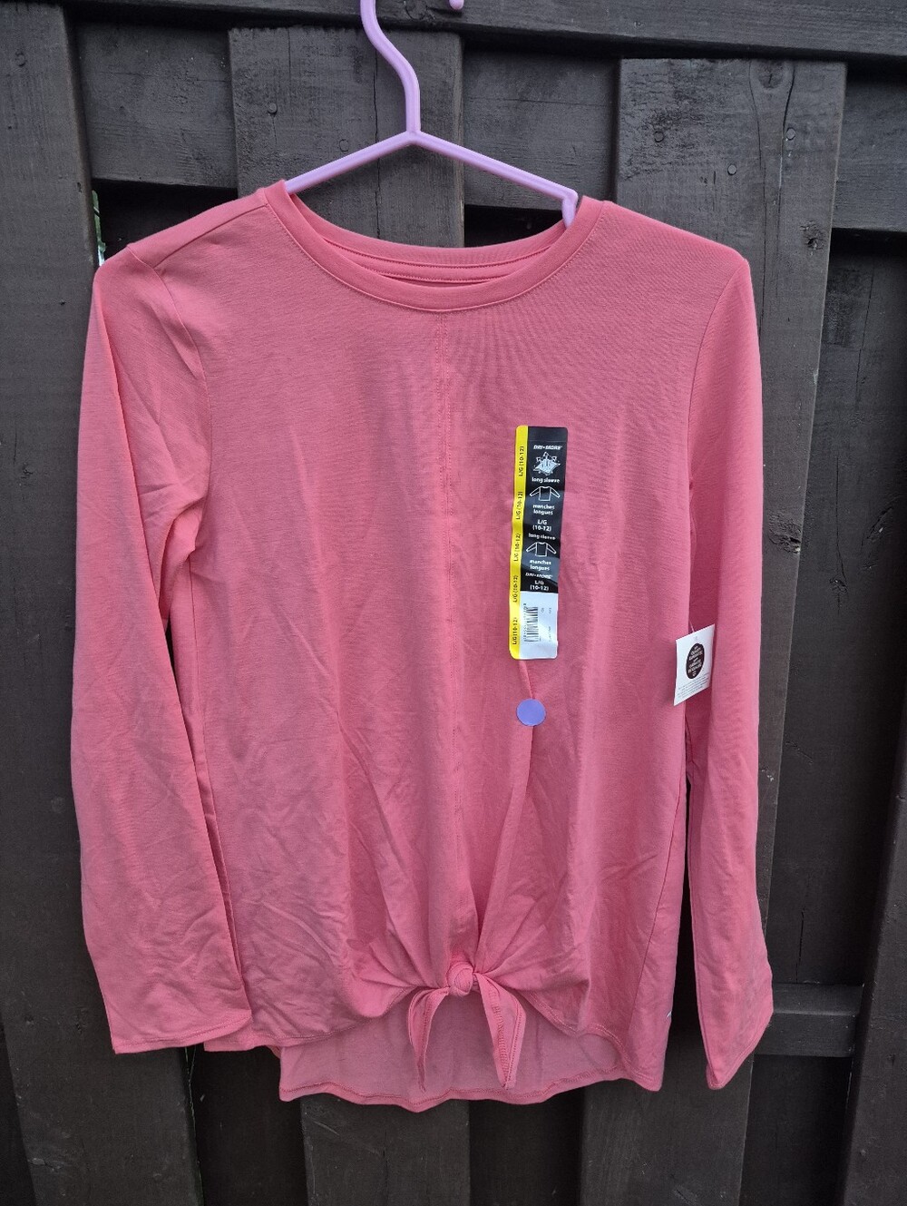 Athletic Works Girls‎ Pink Long Sleeve Shirt Top NWT Bow In Front